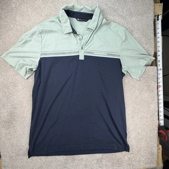 Travis Mathew Polo Shirt Mens XL Purple Short‎ Sleeve Striped Golf Green Lot - Picture 4 of 15